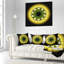 Motif de fleur noir et jaune fractal - coussin imprimé abstrait-29604533-29604530