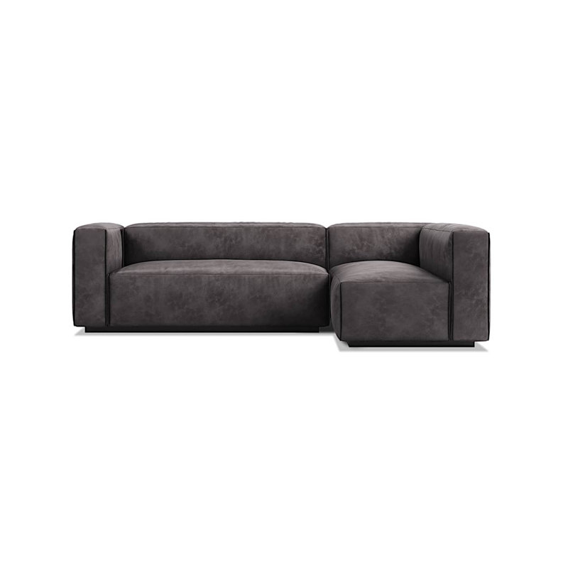 Cleon Modular Sectional, Slate Genuine Leather, Left Hand Facing
