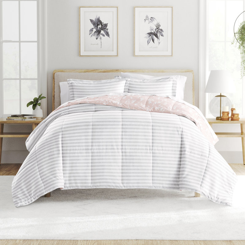 Ensemble d'édredon réversible en duvet synthétique, Édredon pour grand lit + 2 taies décoratives