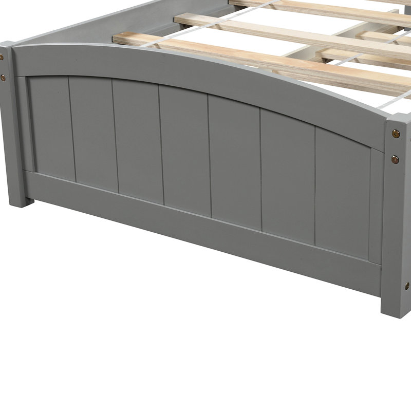 Lit simple avec deux tiroirs gris - Structure en bois massif pour une chambre à coucher moderne, Grey