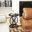 Table d'appoint 2 pièces à roulettes de style industriel rétro, table d'appoint ronde avec structure en métal, table basse rustique pour le salon, la chambre à coucher et le bureau