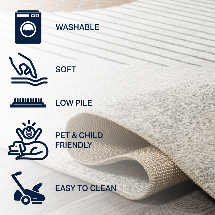 Cosmos Machine Washable Easy Clean Kid Pet Friendly Rug Soft Pile