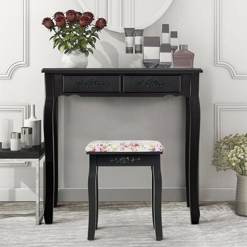 Tabouret de coiffeuse Nyla, Noir