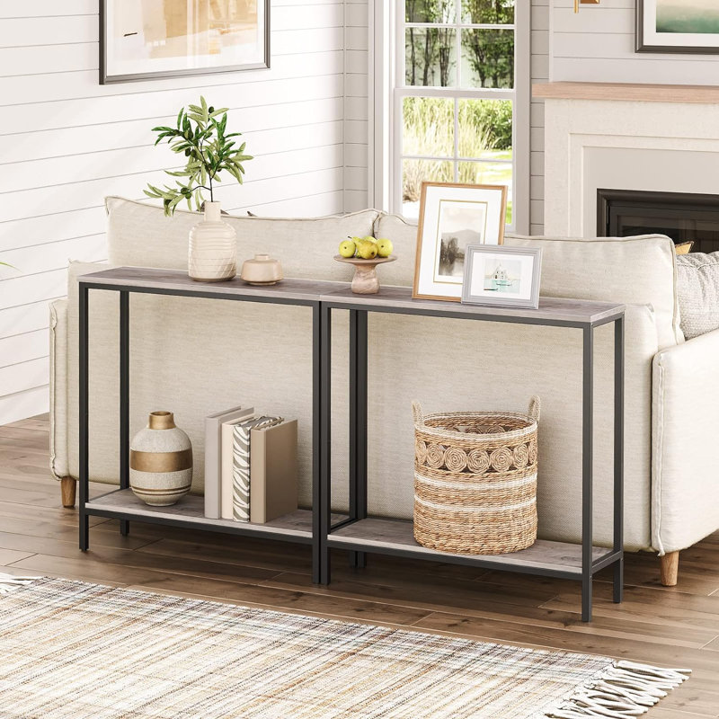 Piercy 29.5" Console Table with Shelf, Gray