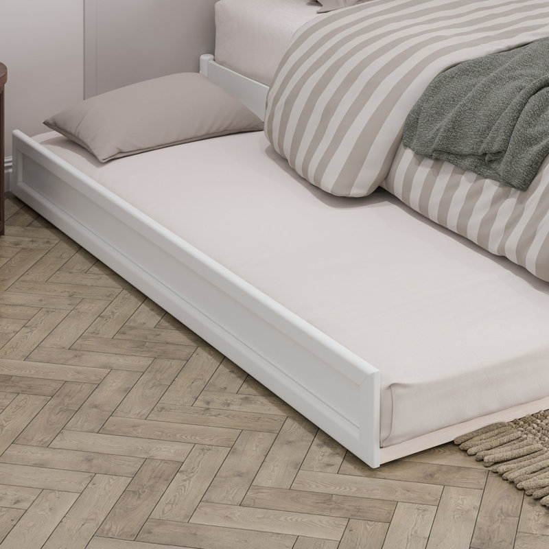 Lit gigogne en bois massif Sanvir, Simple TG, Blanc