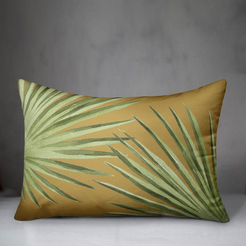 Palm Outdoor Reversible Throw Pillow, Yellow