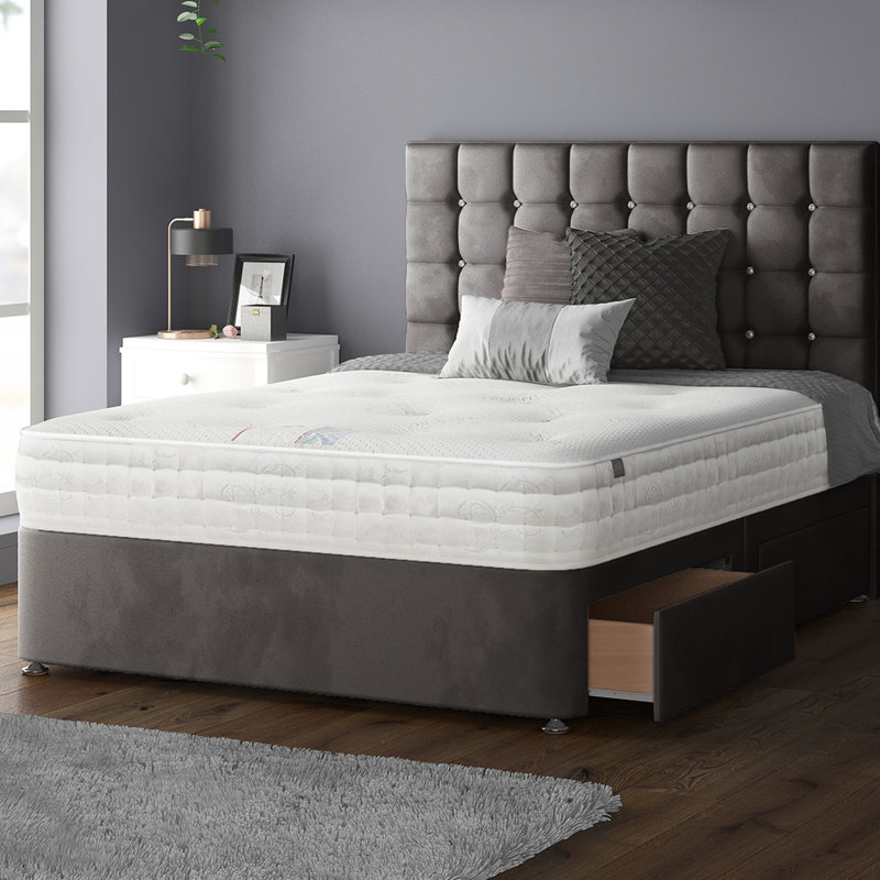 Galarza Divan Bed Base, Double (4'6), Charcoal, 4 Drawers