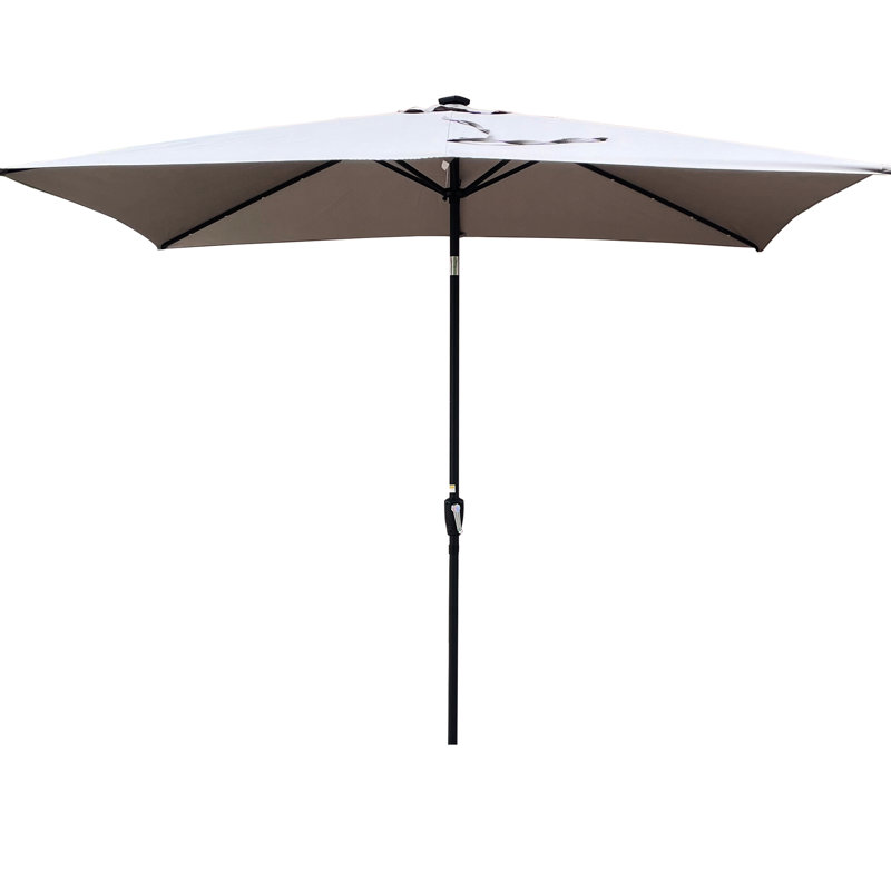 Parasols d'extérieur à énergie solaire rectangulaires 10 x 6,5 t avec manivelle et bouton-poussoir inclinable pour la cour