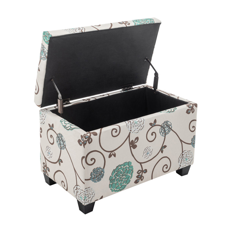 Banc de rangement rembourré en tissu Bacca, Floral