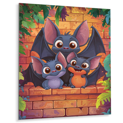 Emerald Twilight Shadows Bats I - Animal Bat Metal Wall Decor, Modern Metal Print
