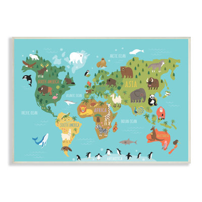 Art animalier sur bois, carte du monde, carte du monde par Abi Hall