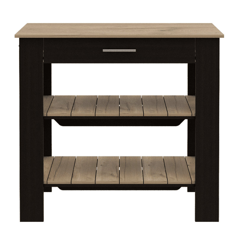 Jewgenij Wood Kitchen Island, Black