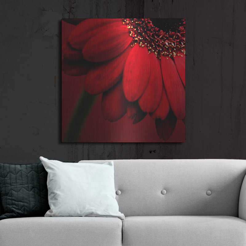 "Red Gerbera On Red 02" par Tom Quartermaine, H 36 po x l 36 po