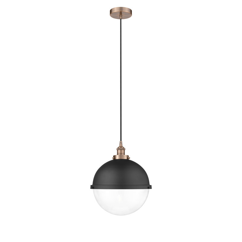 Luminaire suspendu simple à 1 lumière Laklyn, H 16,5 po x l 13 po x P 13 po, Bullé, Nickel poli