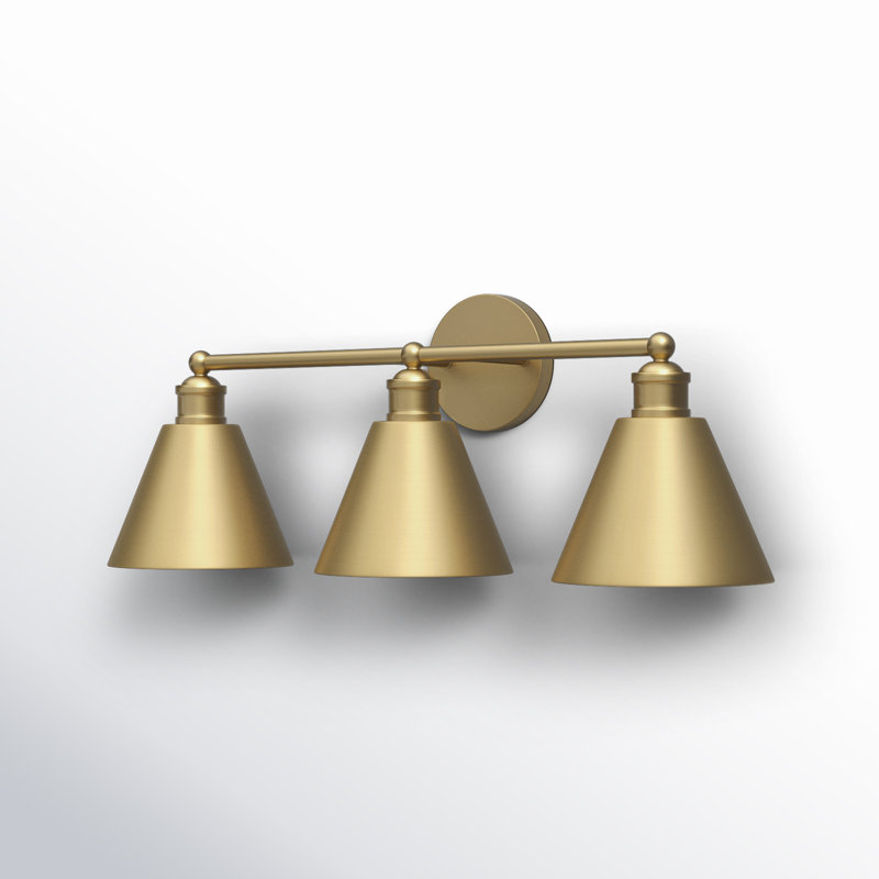 Luminaire pour meuble-lavabo de salle de bain 3 lumières Meridian en laiton naturel, Laiton naturel