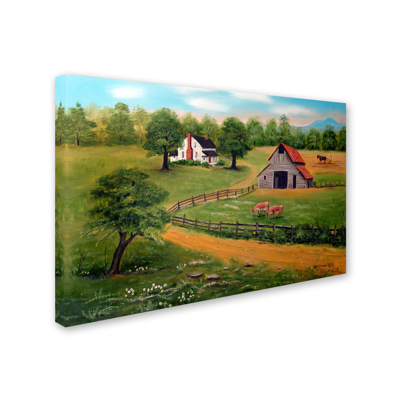 «The Farm» Dugazon, reproduction de peinture à l'huile sur toile tendue, H 12 po x l 19 po x P 2 po