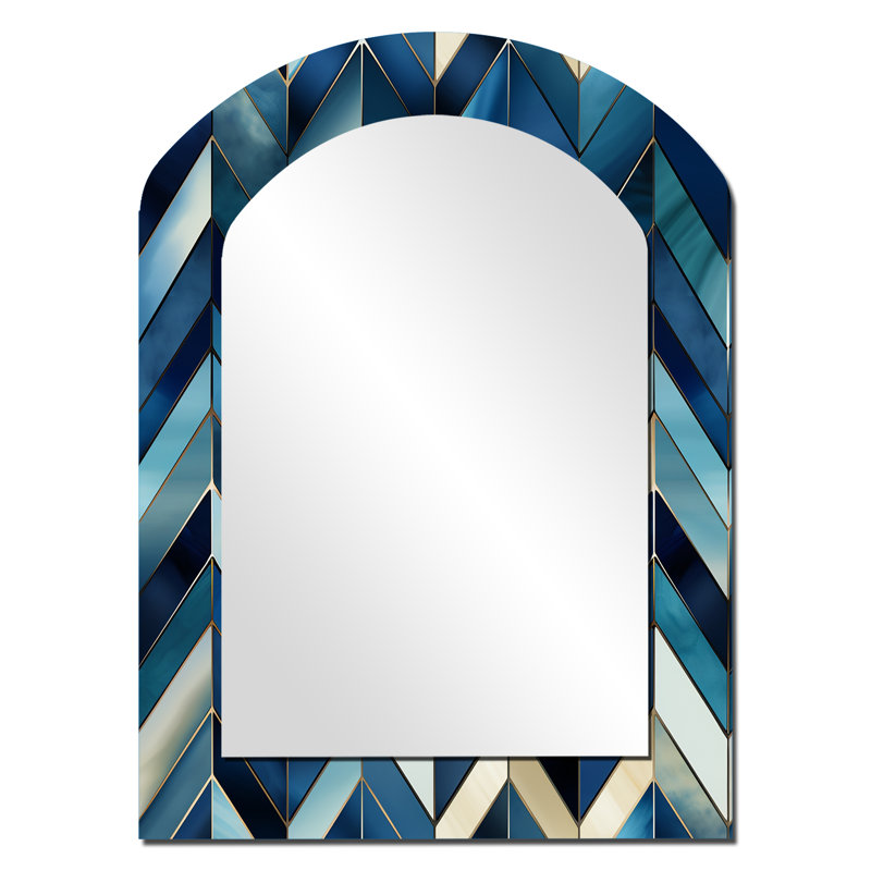 Rétro géométrique à chevron bleu cobalt rétro, 34 po x 25 po