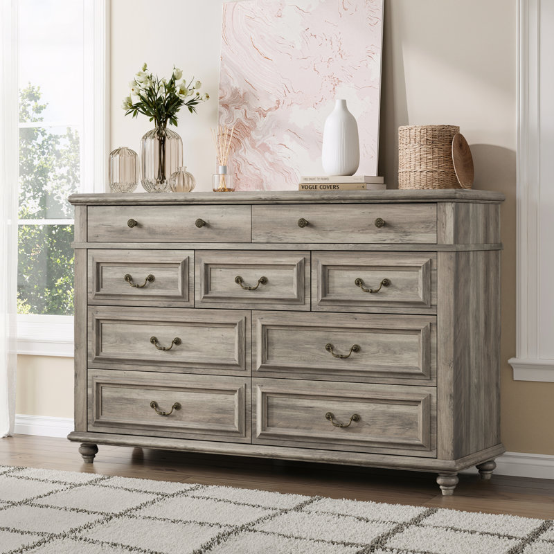 9 Drawer Dresser For Bedroom, Chêne gris