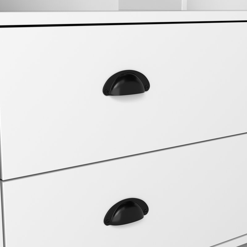 Porte-manteau blanc 4 en 1 avec banc de rangement, 8 patères, 4 tablettes ouvertes et 2 tiroirs