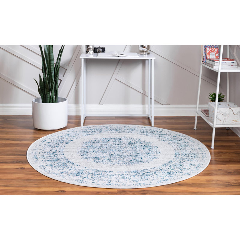 Tapis oriental vert Dota, Rond 5 pi 3 po