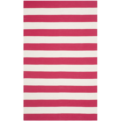 Brookvale Striped Hand-Woven Cotton Red/White Area Rug