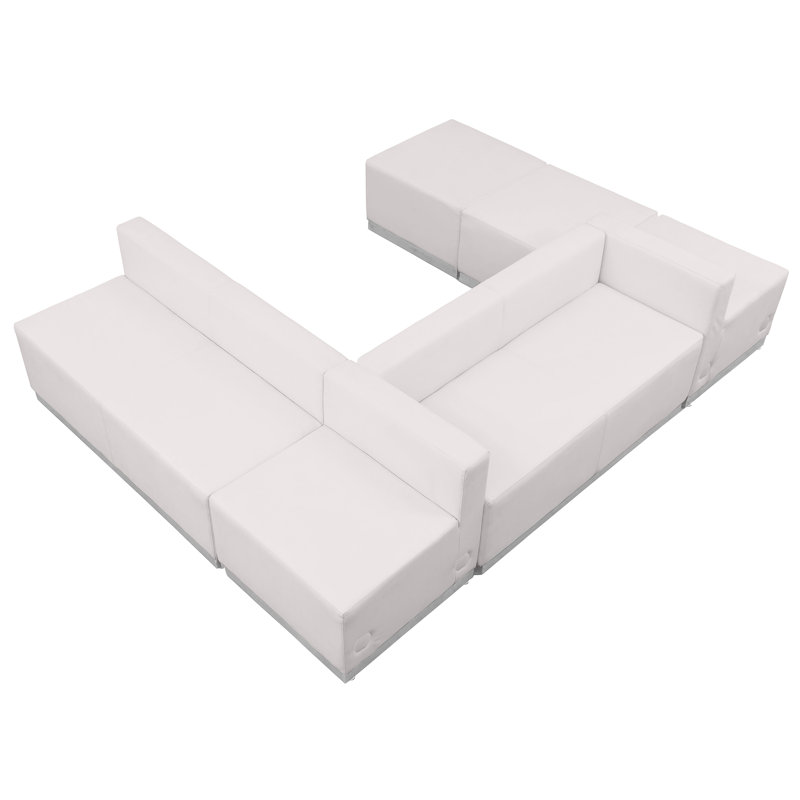 Configuration de réception modulaire 6 pièces Hercules Alon LeatherSoft avec dossier et siège tendus, Blanc