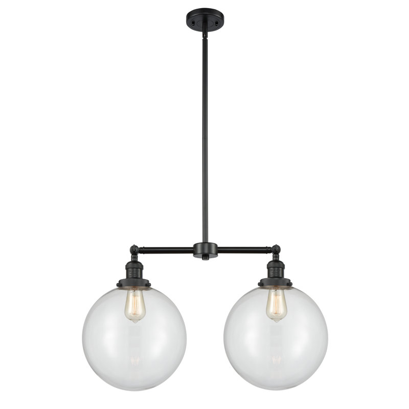 2 - Light Kitchen Island Pendant, Seedy, Matte Black