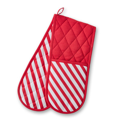 Candy Cane Cotton Kitchen Double Oven Glove