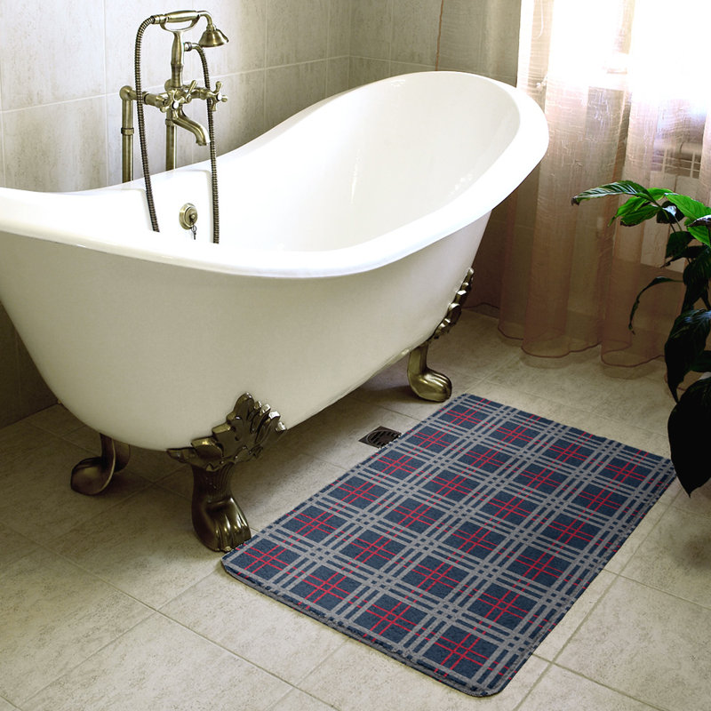 Memory Foam Non-Slip Bath Rug, 21" W x 34" L, Blue/Gray 3