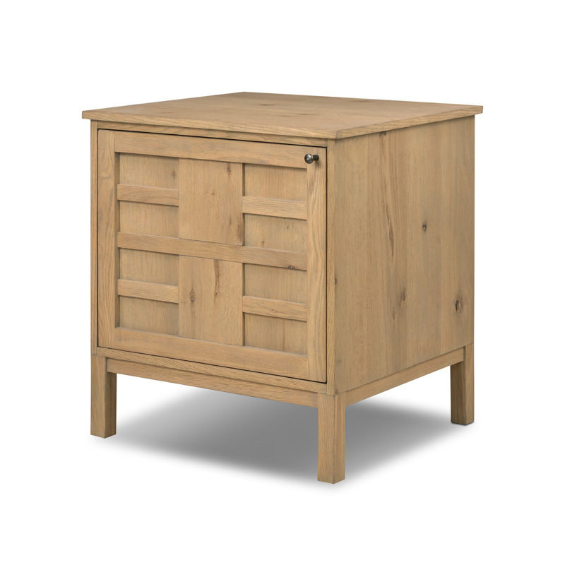 Alessio Left Nightstand-Aged Natural Oak, Natural Oak, Left