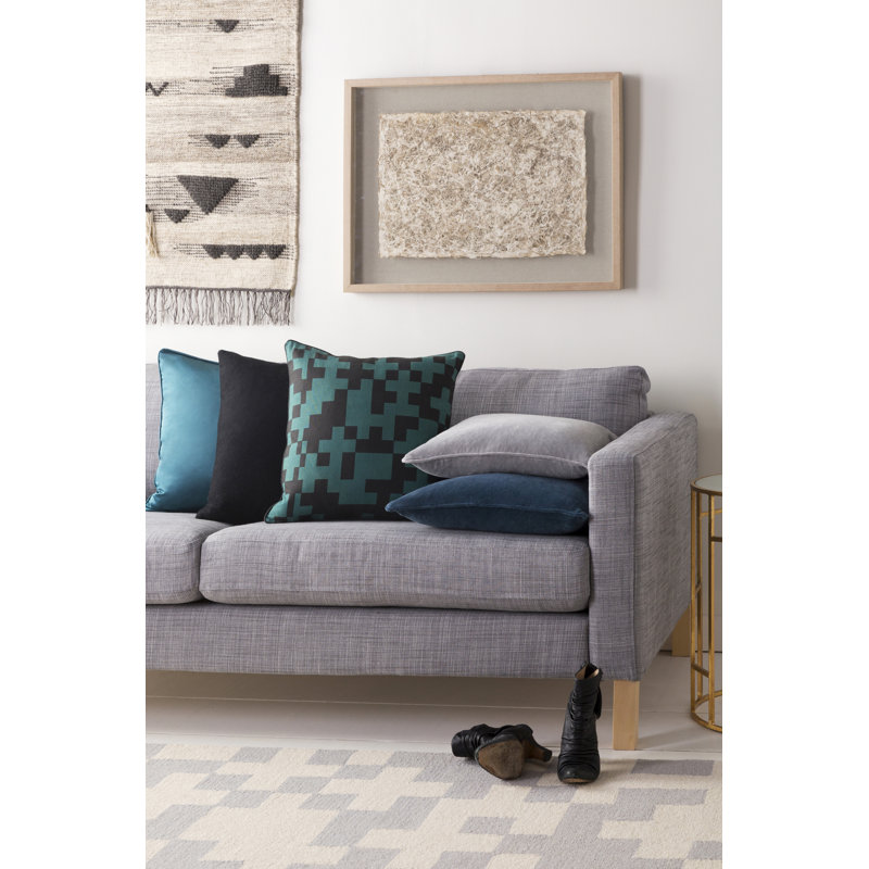 Housse de coussin en coton Inga, Sarcelle / Noir, Duvet