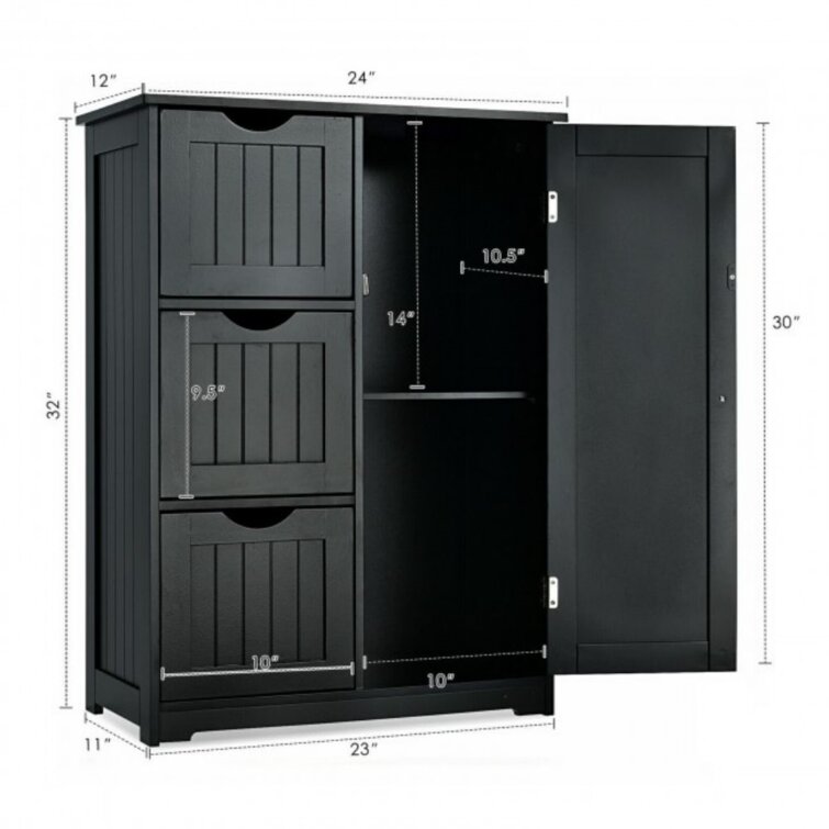Almetter Freestanding Bathroom Cabinet with Drawers Lark Manor