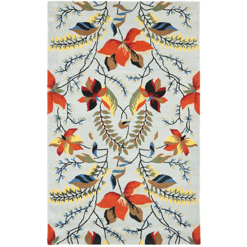 Tapis floral en laine et viscose touffeté à la main Avayah Soho, Rectangle 2 pi x 3 pi