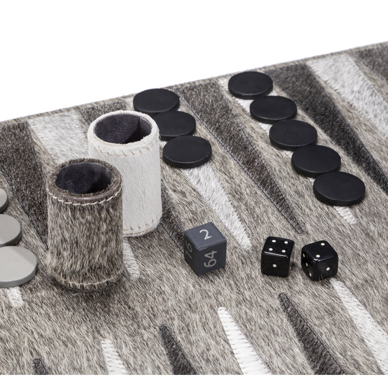 Hampton Interlude Leather Backgammon, Black/Gray