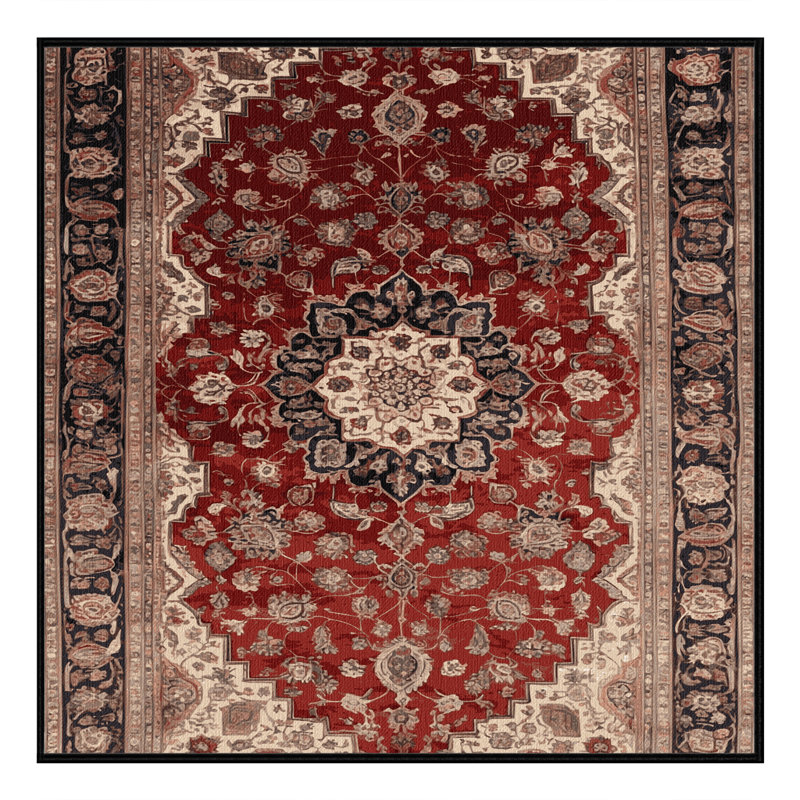 Machine Washable Persian Brown Area Rug, Square 7'