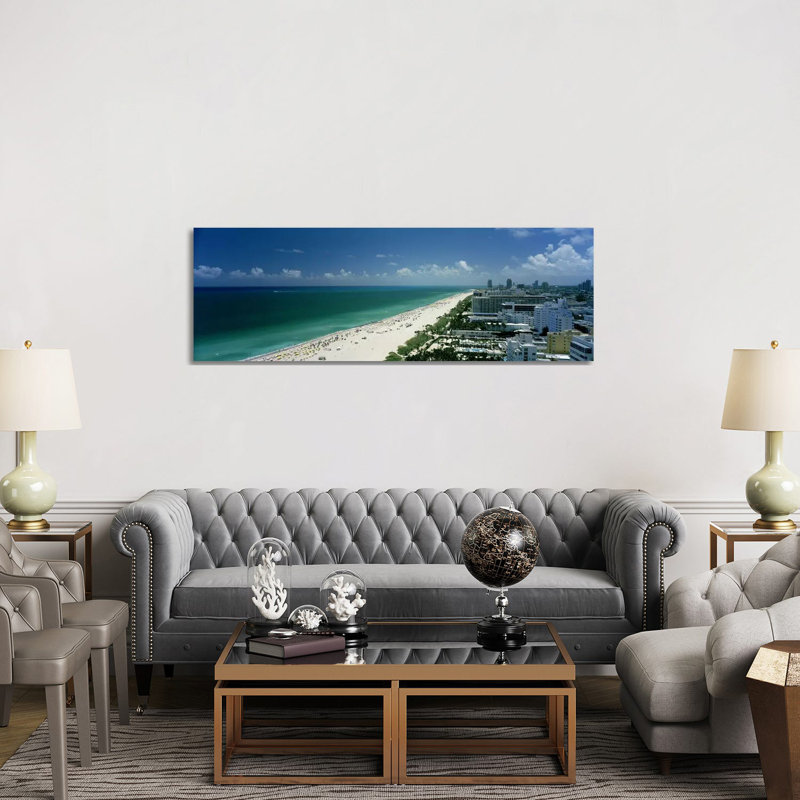 City At The Beachfront, South Beach, Miami Beach, Florida, USA - Wrapped Canvas Panoramic Print