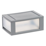 Diedrich Stackable Storage Bin W/ Drawer, Gray