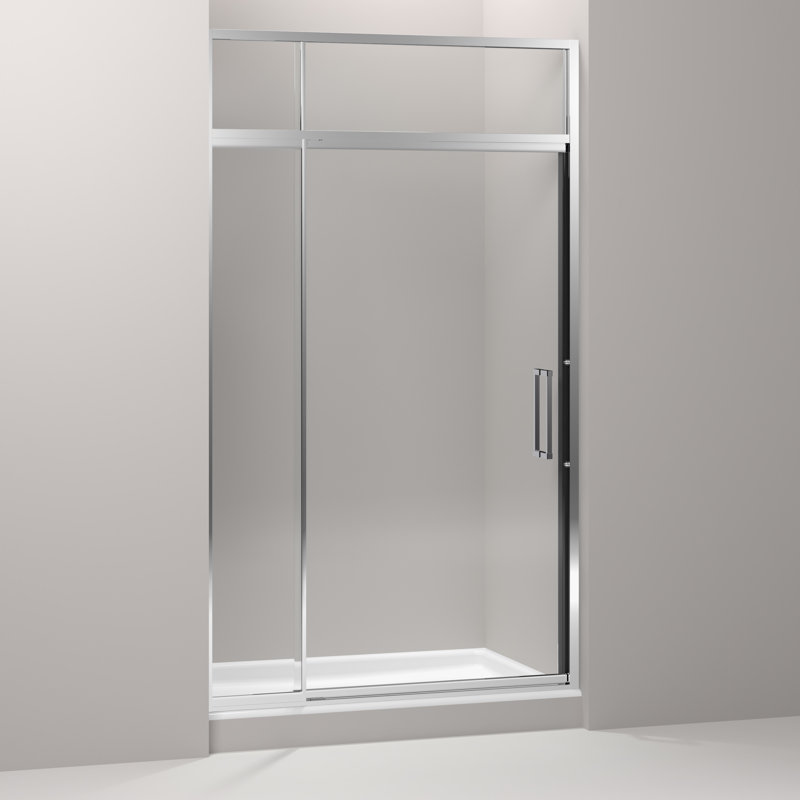 Lattis 48" x 89.5" Pivot Shower Door with Sliding Steam Transom with CleanCoat® Technology, Bright Silver