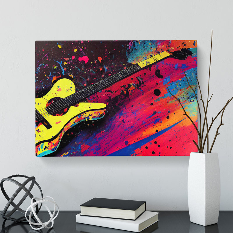 Gorgeous Guitar Splatter - Wrapped Canvas Print, 35cm H x 50cm W x 3cm D