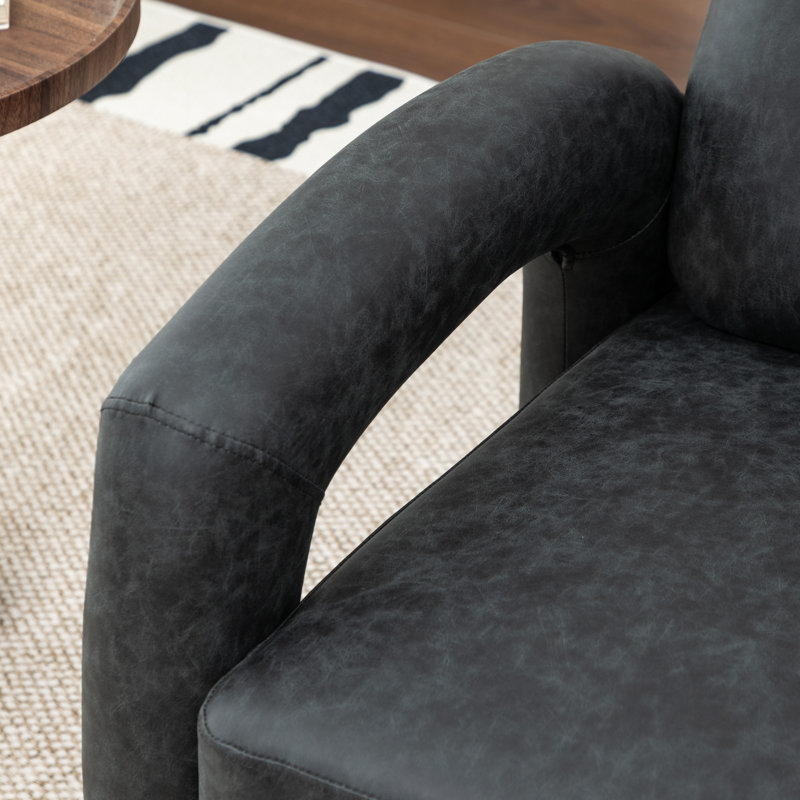 Iryanna Upholstered Faux Leather Armchair, Black
