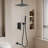 1-Spray Patterns 16 In. Ceiling Mount Dual Fixed And Handheld Shower Head With Bathtub Faucet 2.5 GPM In Matte Black