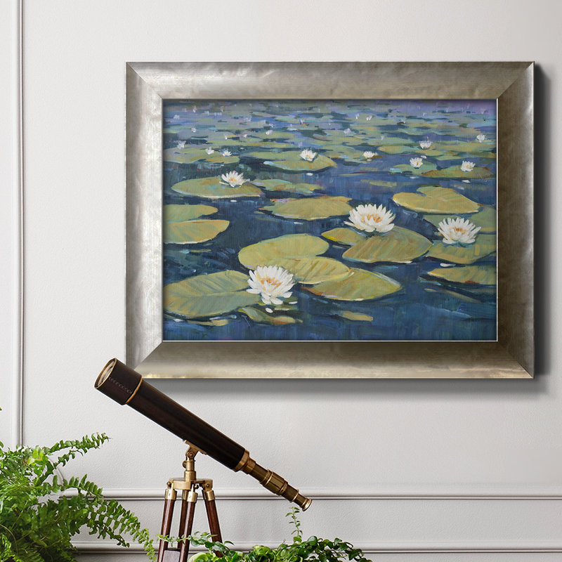 Morning Lilies I - reproduction d'art sur toile, H 16 po x l 20 po x P 2,5 po, Encadrement argenté
