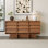 Buffets 59 po Mid-Century, armoires en bois brun avec 9 tiroirs