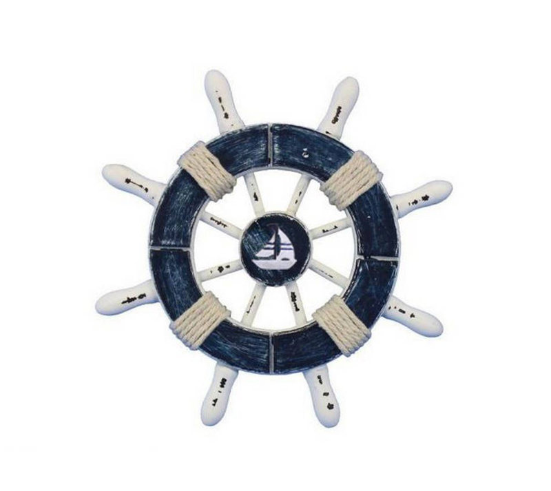 Décoration murale décorative à bateau avec voilier, Bleu Foncé / Blanc