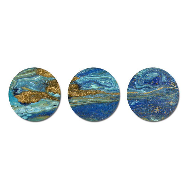 Ensemble de 3 décorations murales en marbre Agate Ripples I