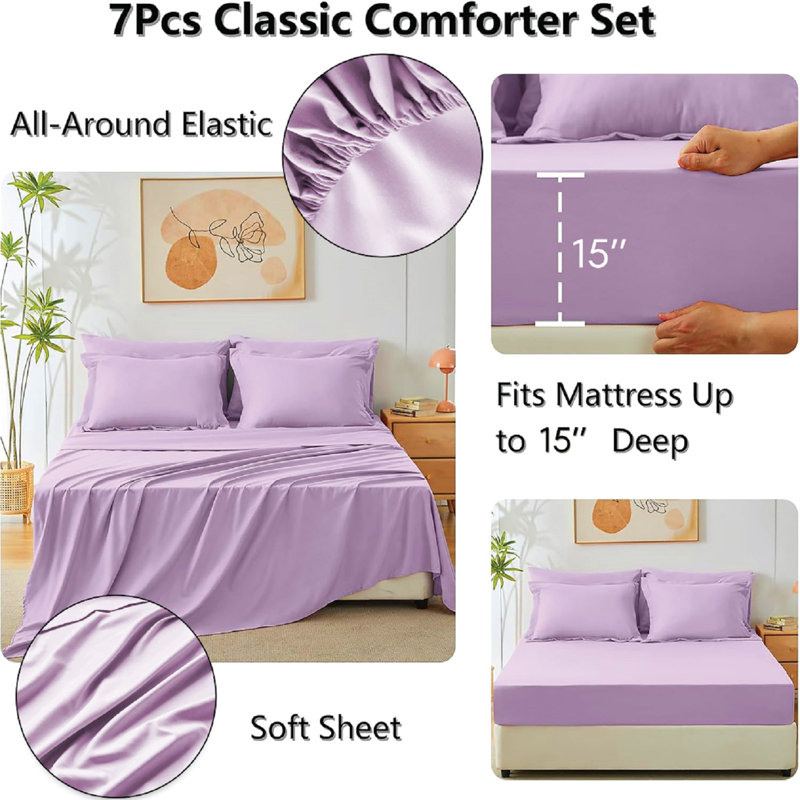 Twin Light Purple Microfiber Reversible Bed in a Bag Set