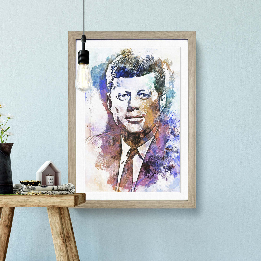 John F Kennedy JFK in Abstract - Framed Print