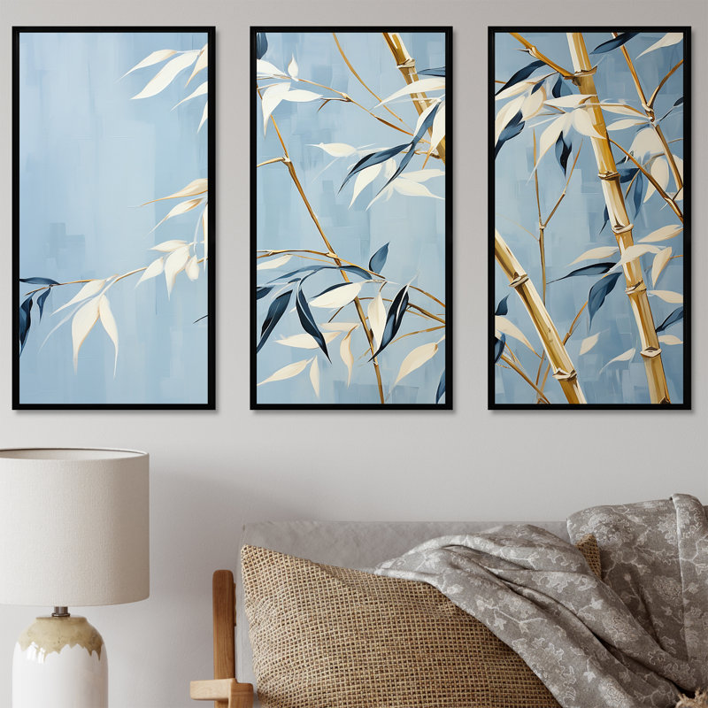 «Zen and Blue», art zen, Cadre flottant noir, H 32 po x l 48 po x P 1 po