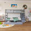 Lit superposé simple au-dessus de simple avec gigogne en bois et escalier-1219096744