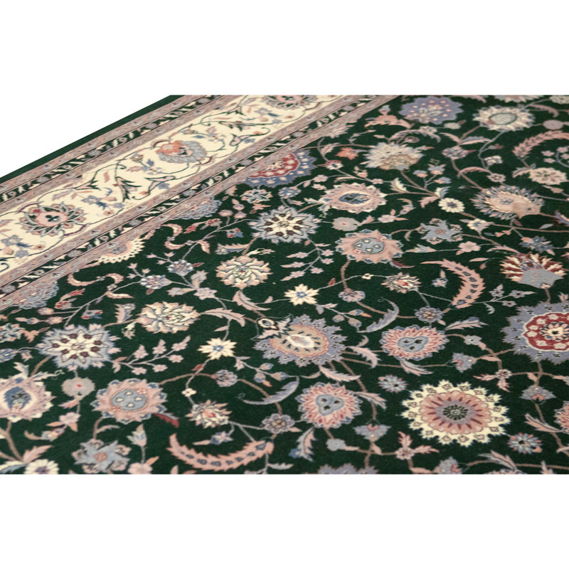 High-Quality Hand-Knotted Black And Cream Area Rug